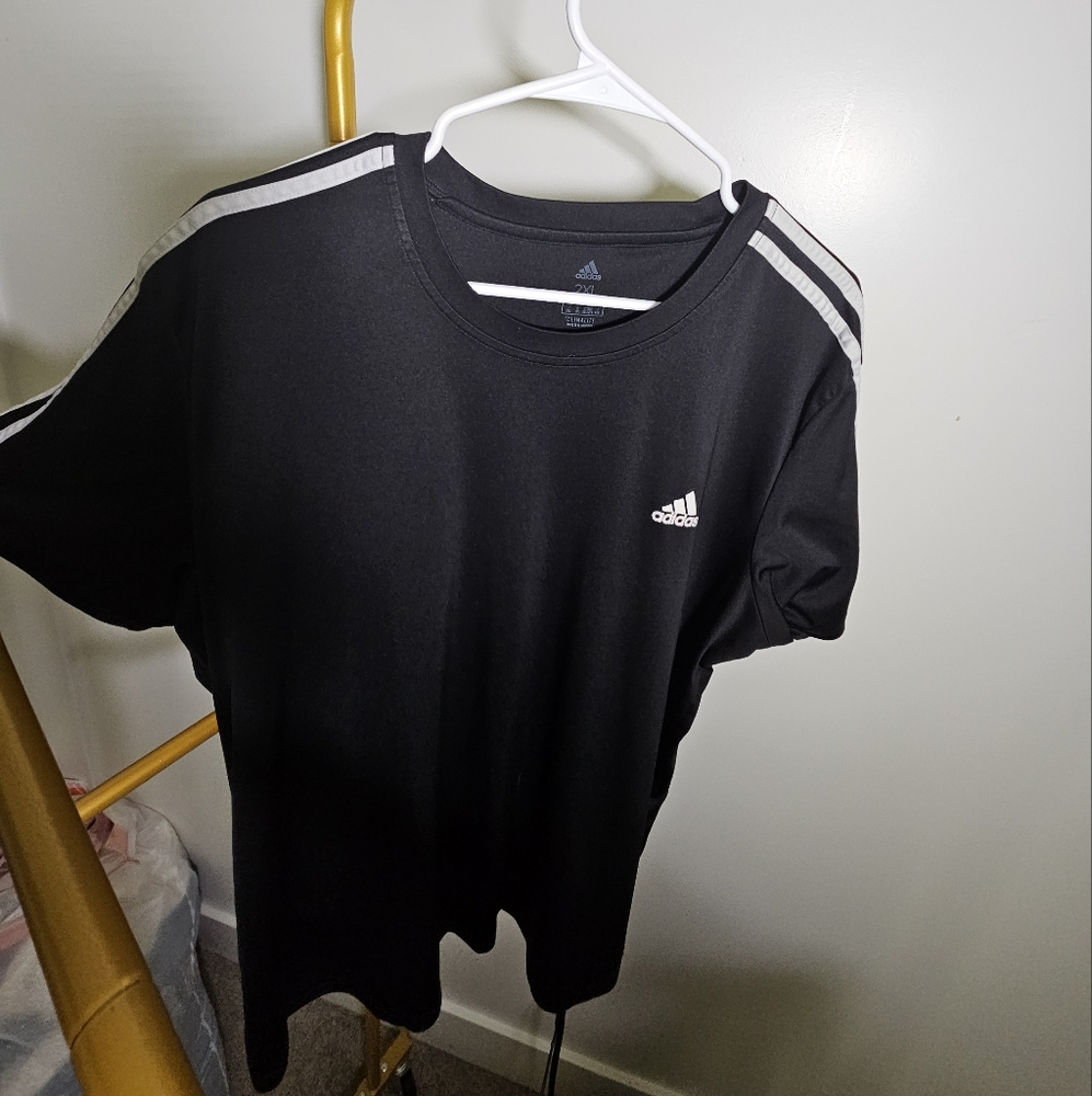 Adidas Black T-Shirt with 3 Stripes